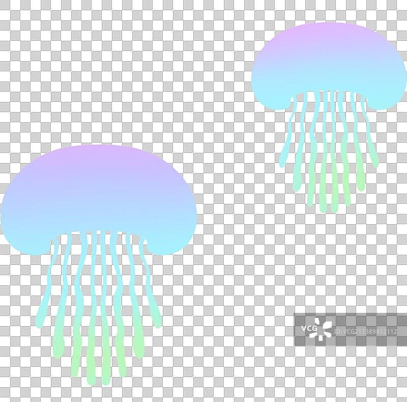 手绘渐变色梦幻水母图片素材