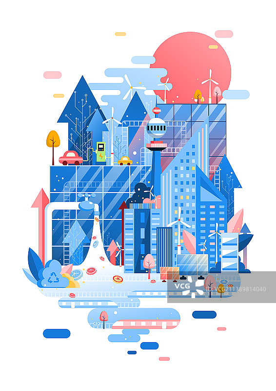 节能新能源矢量插画图片素材