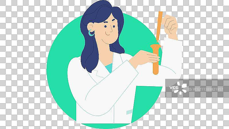 女医生女科学家做实验医院工作医生护士扁平化插画图片素材
