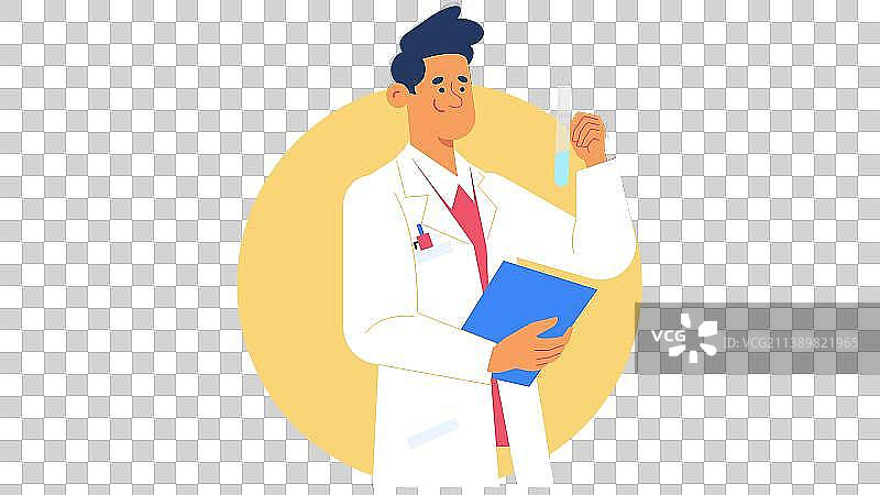 科学研究实验室男士做研究扁平化人物插画图片素材