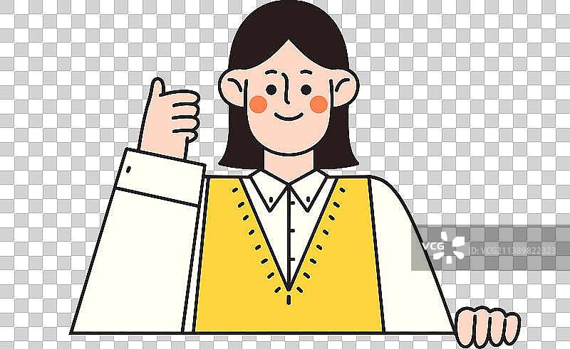 线条风格竖起拇指的学生图片素材