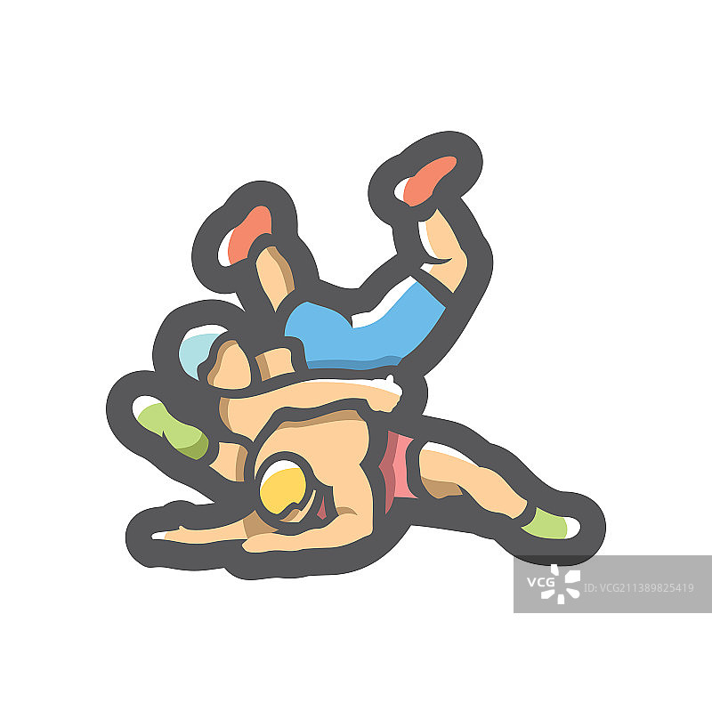 摔跤人物卡通图标图片素材