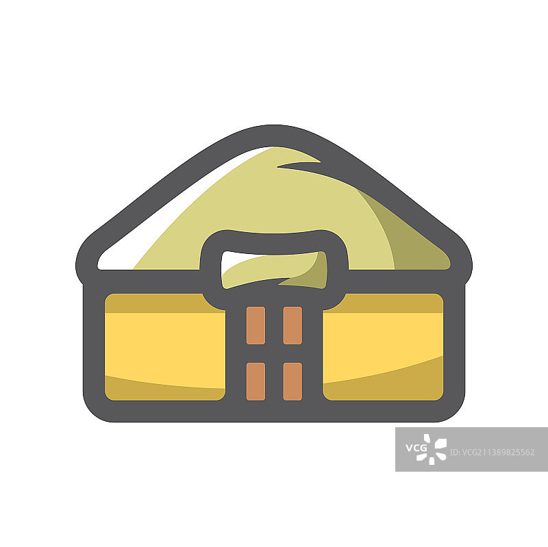 亚洲游牧民族的蒙古包房屋卡通图标图片素材