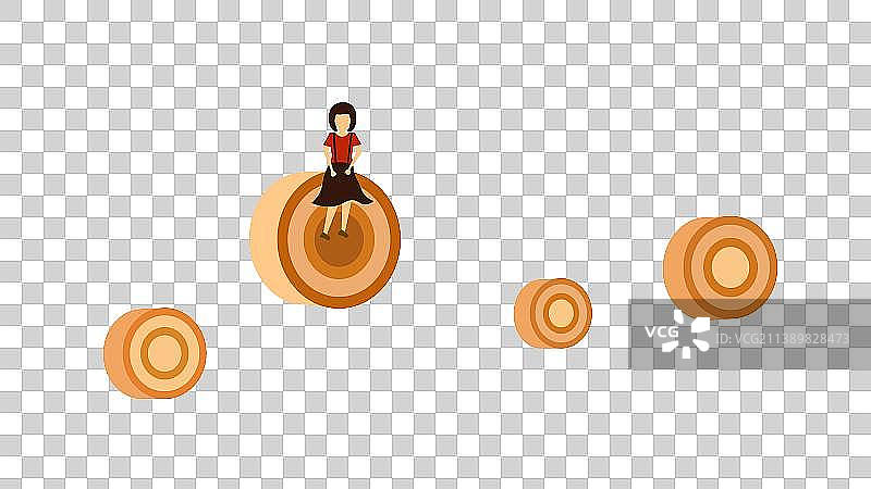 秋天麦田女孩插画元素图片素材