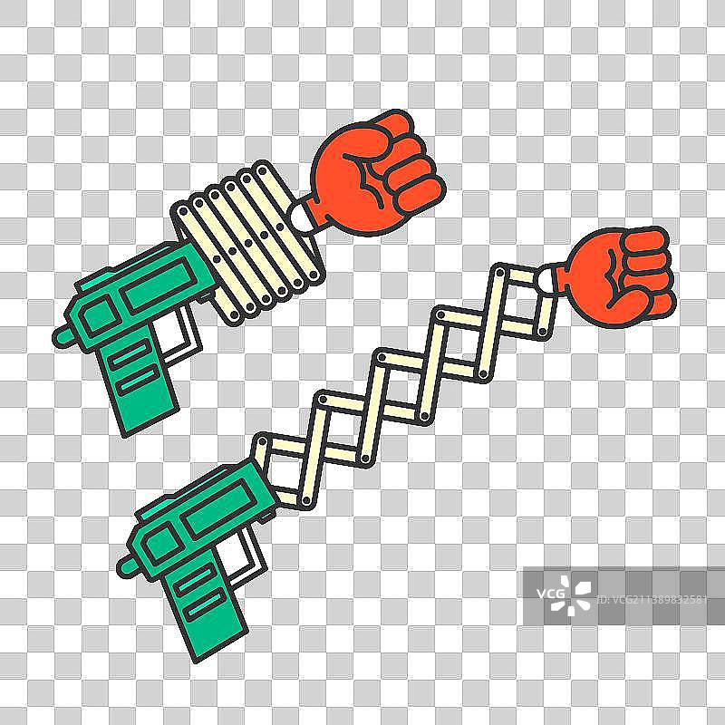 复古玩具弹簧伸缩拳头图片素材