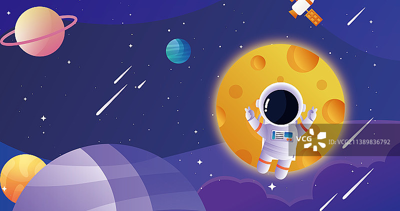 人类月球日矢量插画海报图片素材