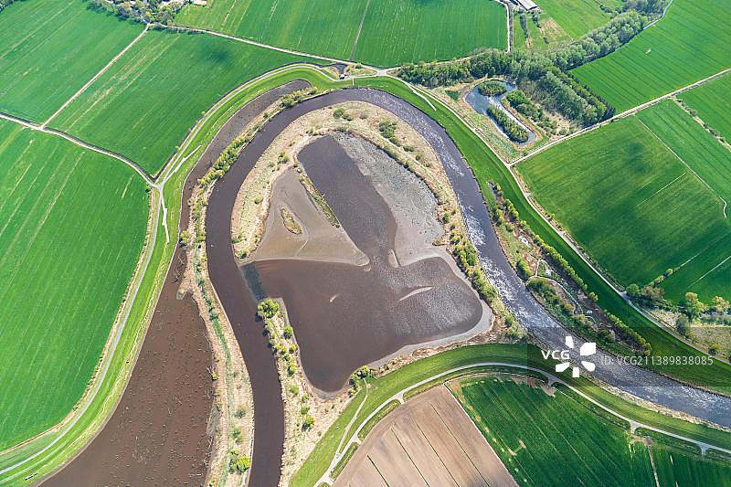 奥斯特河，洪泛区，防洪，回填，河流弯道，保护，洪水，德国下萨克森州图片素材