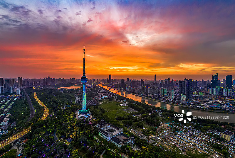 航拍武汉龟山风景区图片素材
