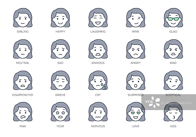 表情符号线性图标图片素材