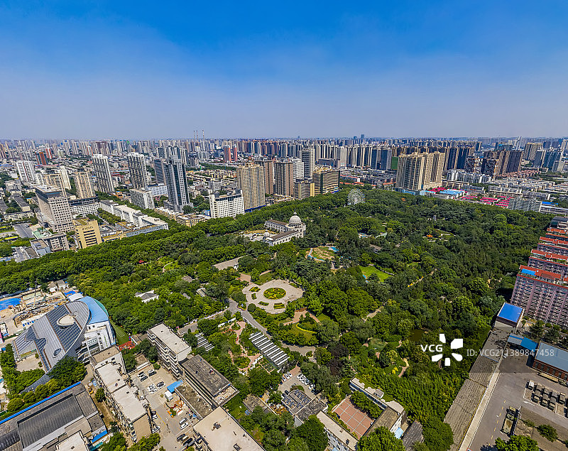 郑州碧沙岗公园商圈城市风光航拍图片素材