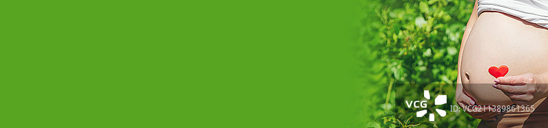 怀孕的肚子和手中的爱心图片素材