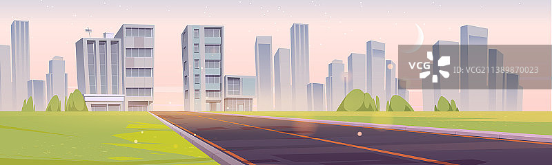 通往城市的高速公路清晨景观图片素材