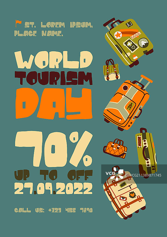 世界旅游日旅行包促销海报图片素材