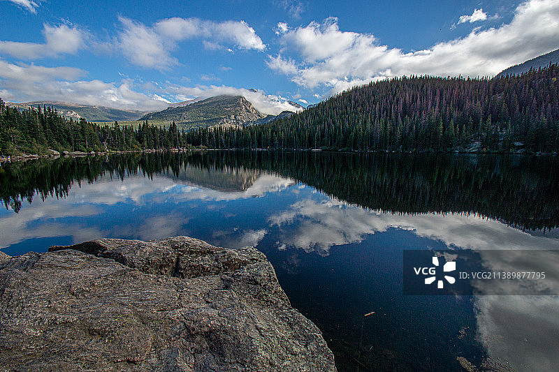 熊湖步道湖光山色美景，美国图片素材