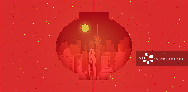 红色背景下的红灯笼中秋节插画图片素材