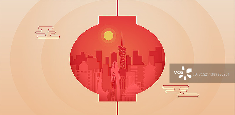 黄色背景下的红灯笼中秋节插画图片素材