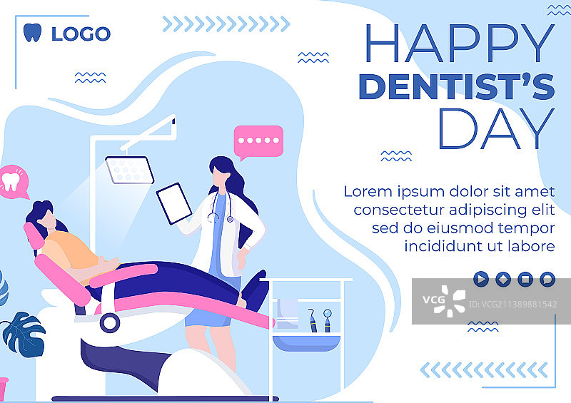 牙医日宣传册扁平牙科设计模板图片素材