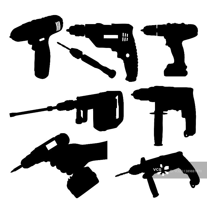电钻建筑工具轮廓图片素材