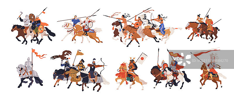 古代中世纪骑兵战士历史场景图片素材