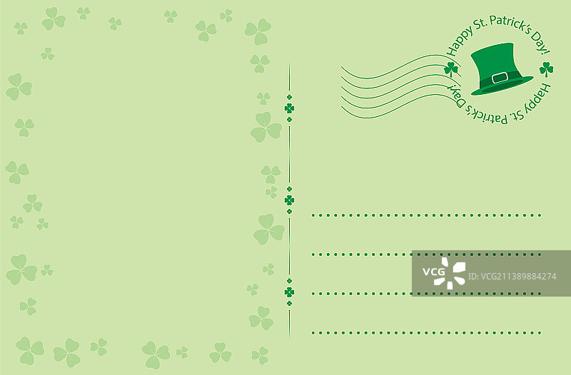 圣帕特里克节三叶草明信片图片素材