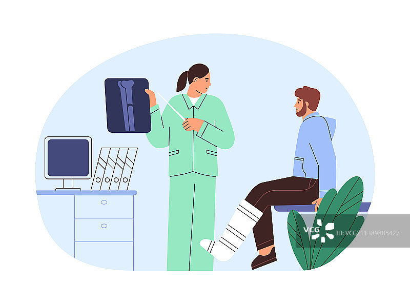 有外伤的病人在医院医务室图片素材