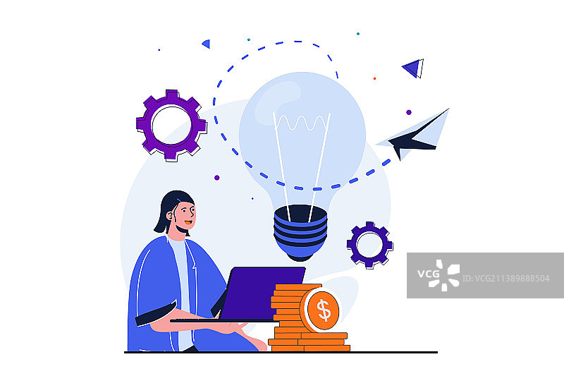 用于网络的商务启动现代扁平概念图片素材