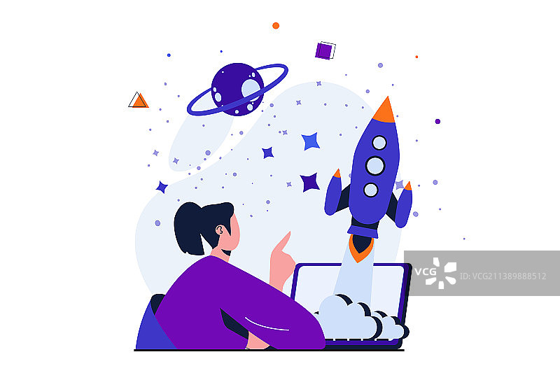 用于网络的商务启动现代扁平概念图片素材