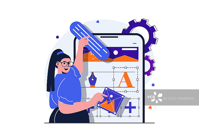 用于Web banner的内容管理现代扁平概念图片素材