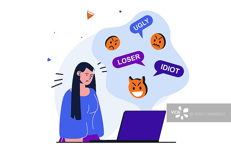 网页横幅设计的现代扁平风欺凌概念图片素材