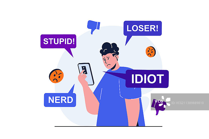 网页横幅设计的现代扁平风欺凌概念图片素材