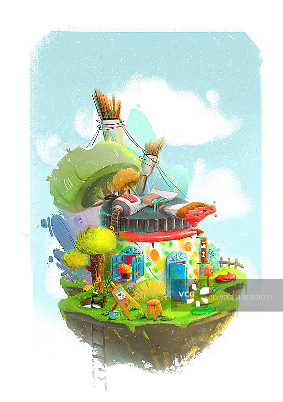 微观建筑场景之艺术家的颜料房图片素材