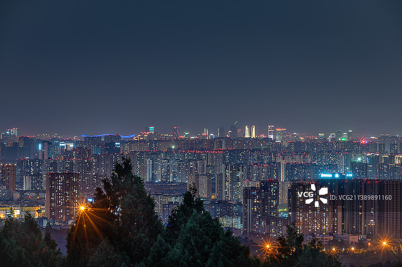 成都龙泉山远眺城市夜景图片素材