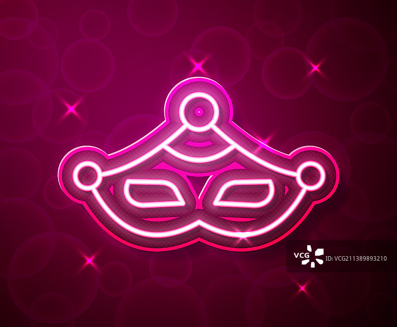 发光的霓虹狂欢节面具标志图片素材