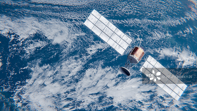 3D高清地球与人造卫星插画图片素材