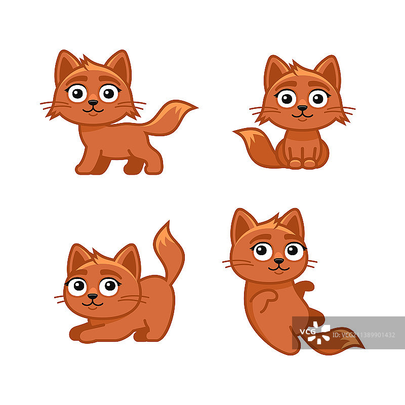不同姿势的红色可爱猫咪图片素材