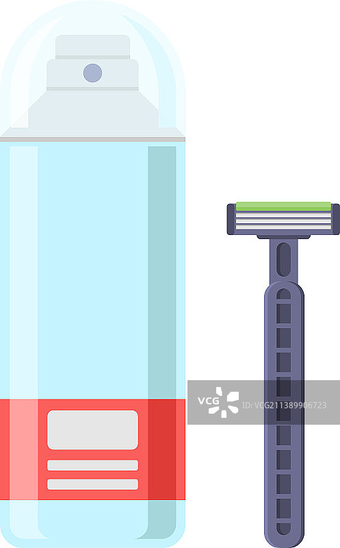 男士剃须刀和剃须泡沫瓶图片素材