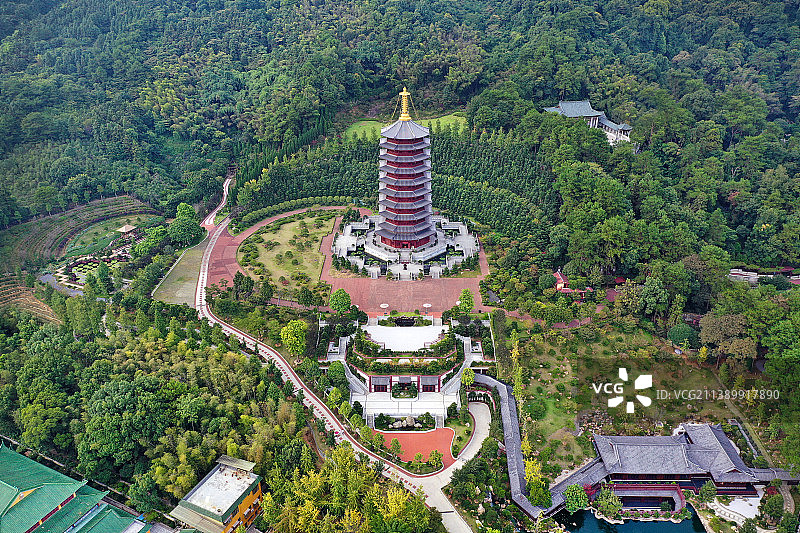 广东省韶关市乳源县云门山云门寺航拍图片素材