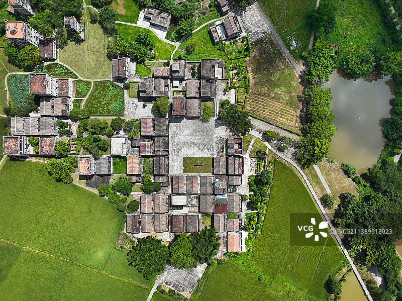 广东省江门市世界遗产开平碉楼与古村落自力村碉楼群航拍图片素材