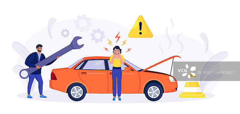 车祸后惊慌失措的女子图片素材