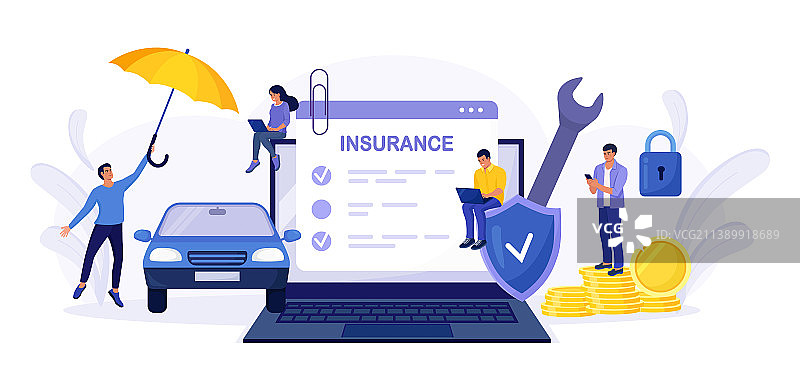 笔记本电脑屏幕上的车险保单图片素材