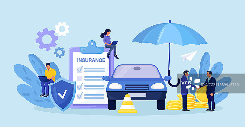 带保护伞的车险保单图片素材