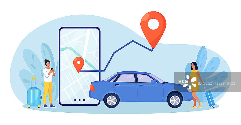 人们使用手机App在线租车图片素材