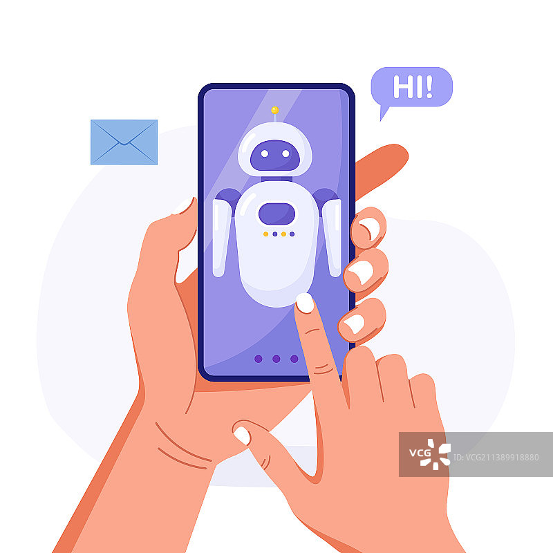聊天机器人人工智能人手持握图片素材