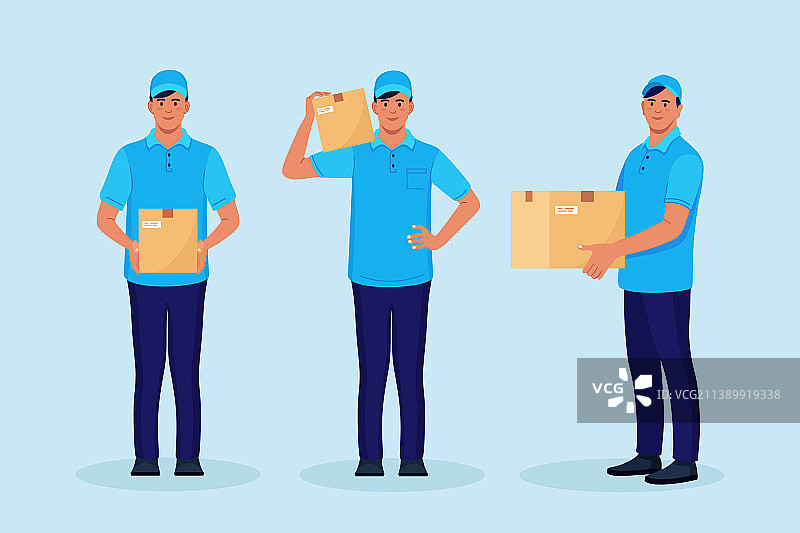 手提纸箱的送货员合集图片素材