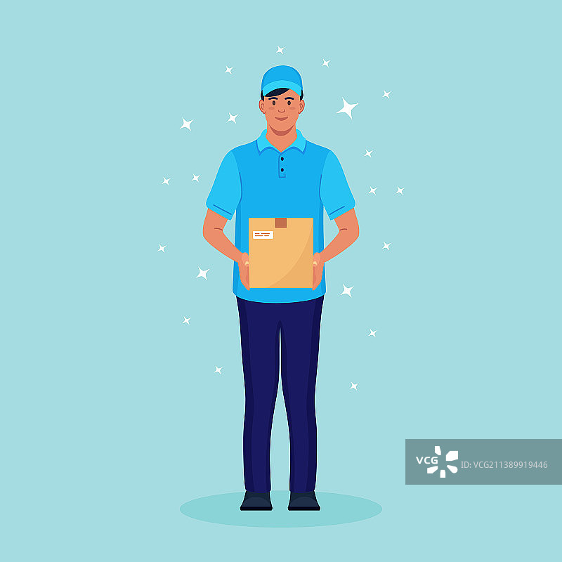手提纸箱的快递员图片素材