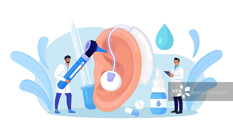 耳聋听力损失医生检查耳朵健康图片素材