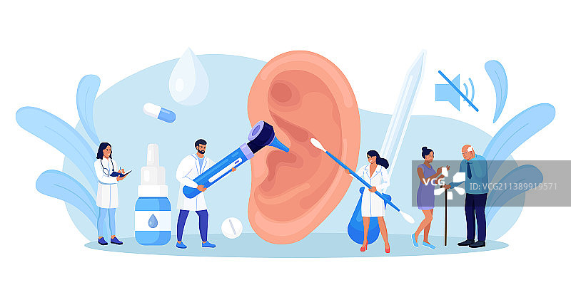 耳聋听力损失医生检查耳朵健康图片素材