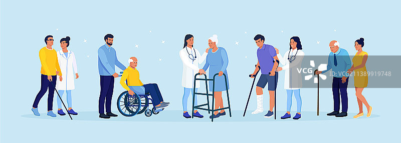 坐轮椅的残疾男人和女人图片素材