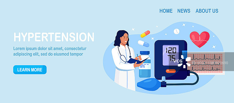 医生记录高血压低血压病情图片素材