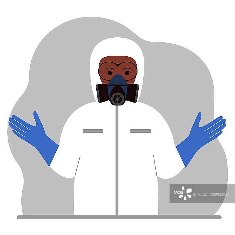 身穿白色辐射防护服的男人图片素材